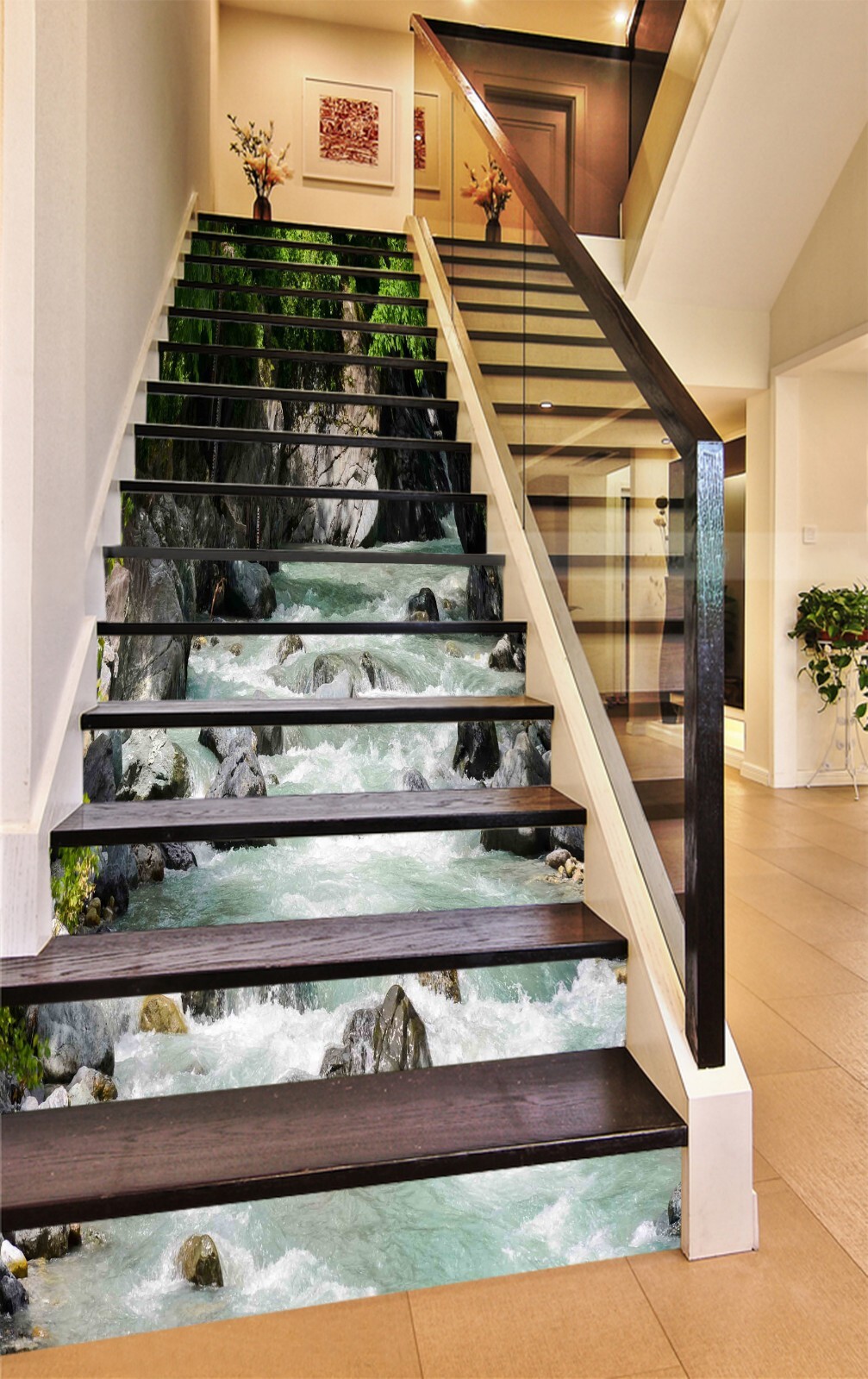 3D River Stones AZ771 Stair Risers Decoration Mural Vinyl Wallpaper Kay
