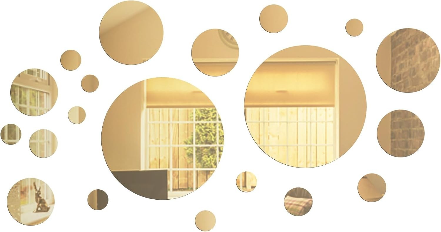 Elegant 32-Piece Mirror Circle Stickers – Acrylic Wall Decor for Family Spaces