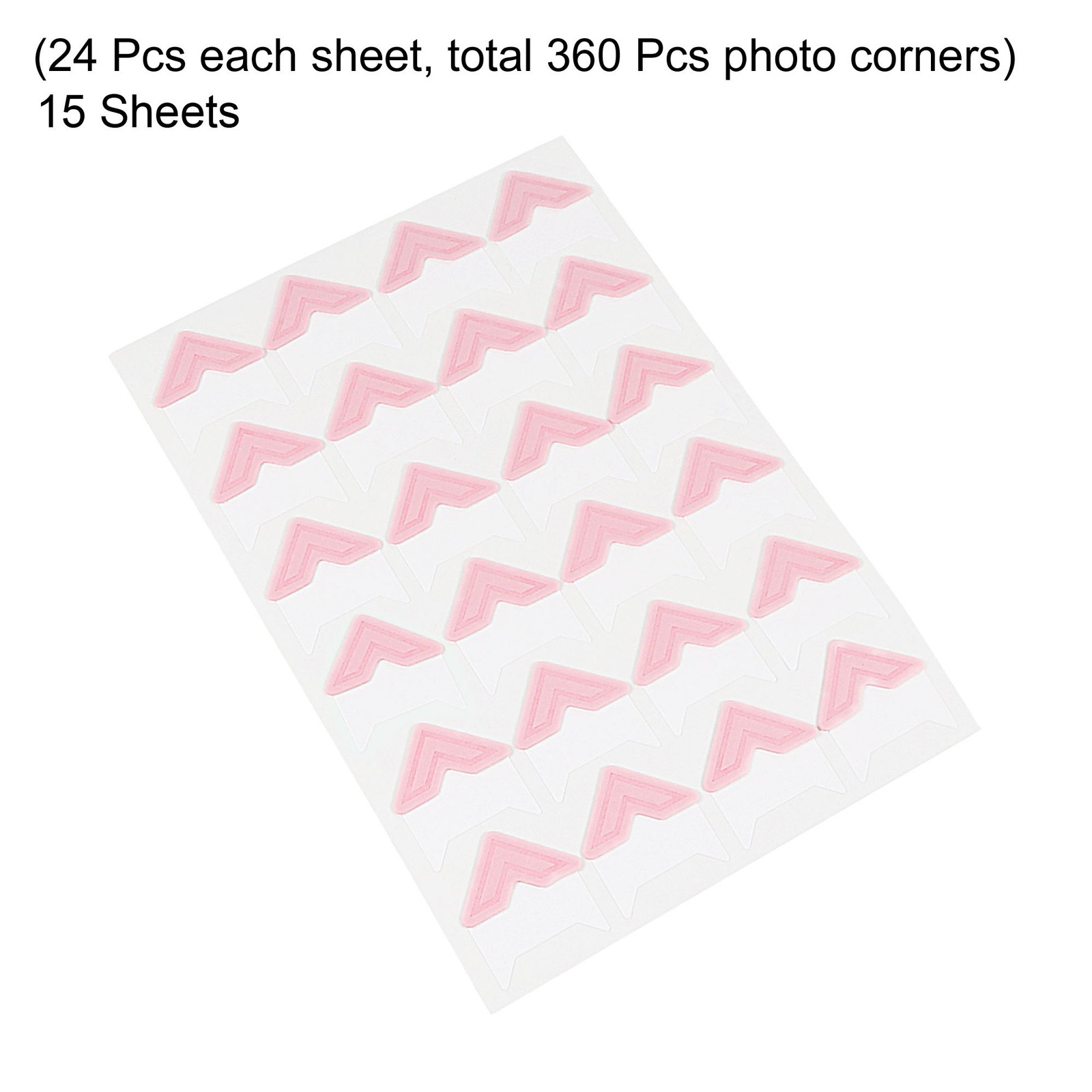 15Sheets/240Pcs Photo Corners Adhesive DIY Picture Mounting Sticker Pink