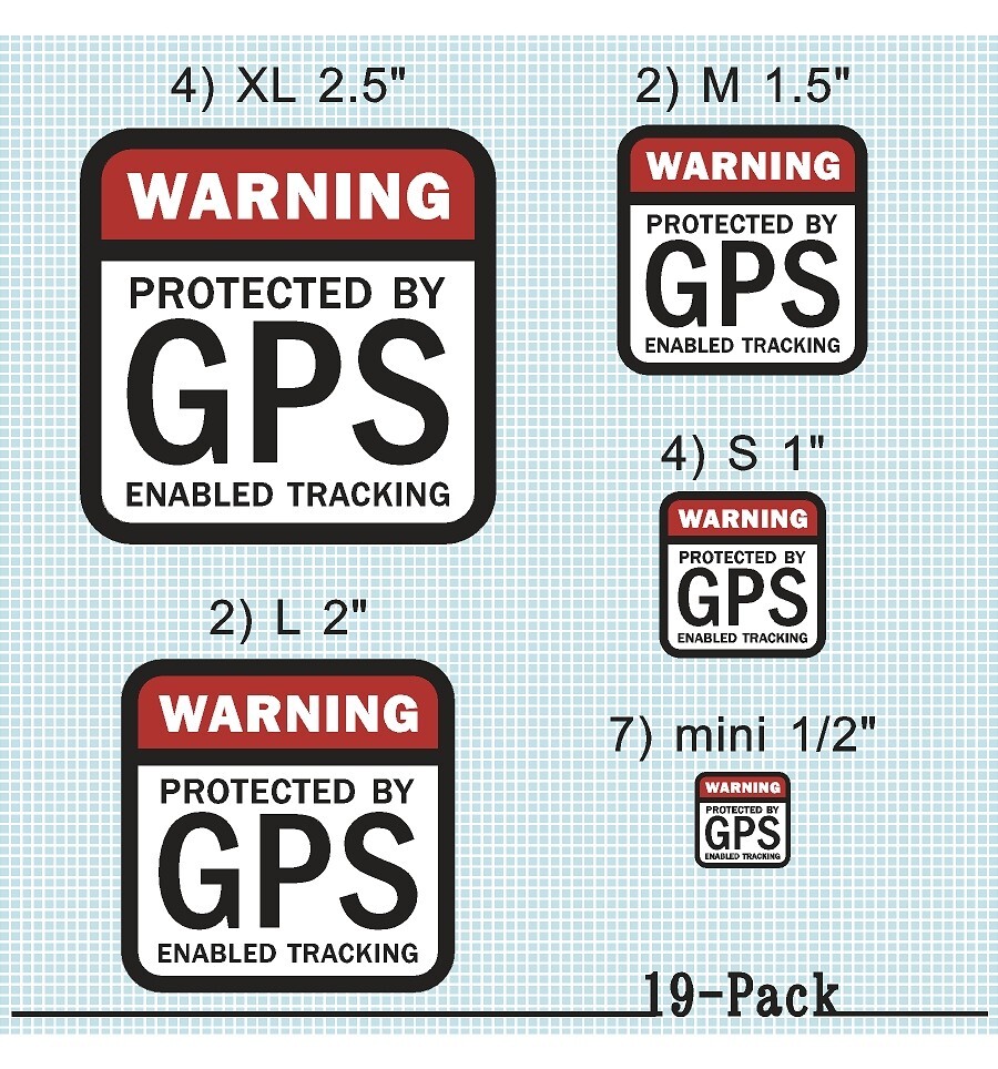 19 PACK GPS Tracking Warning Theft Deterrent Laminated Stickers High Quality