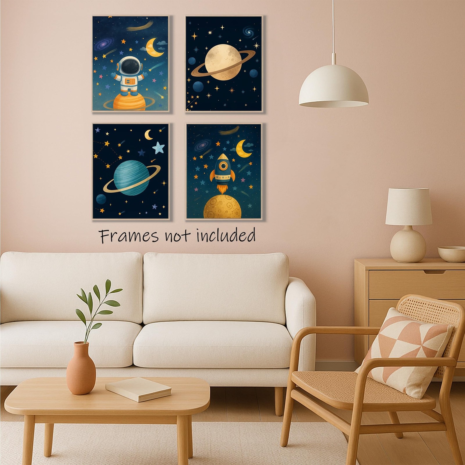 Aychlithic Astronaut Space Wall Art Decor Posters – Space Themed Bedroom Deco…