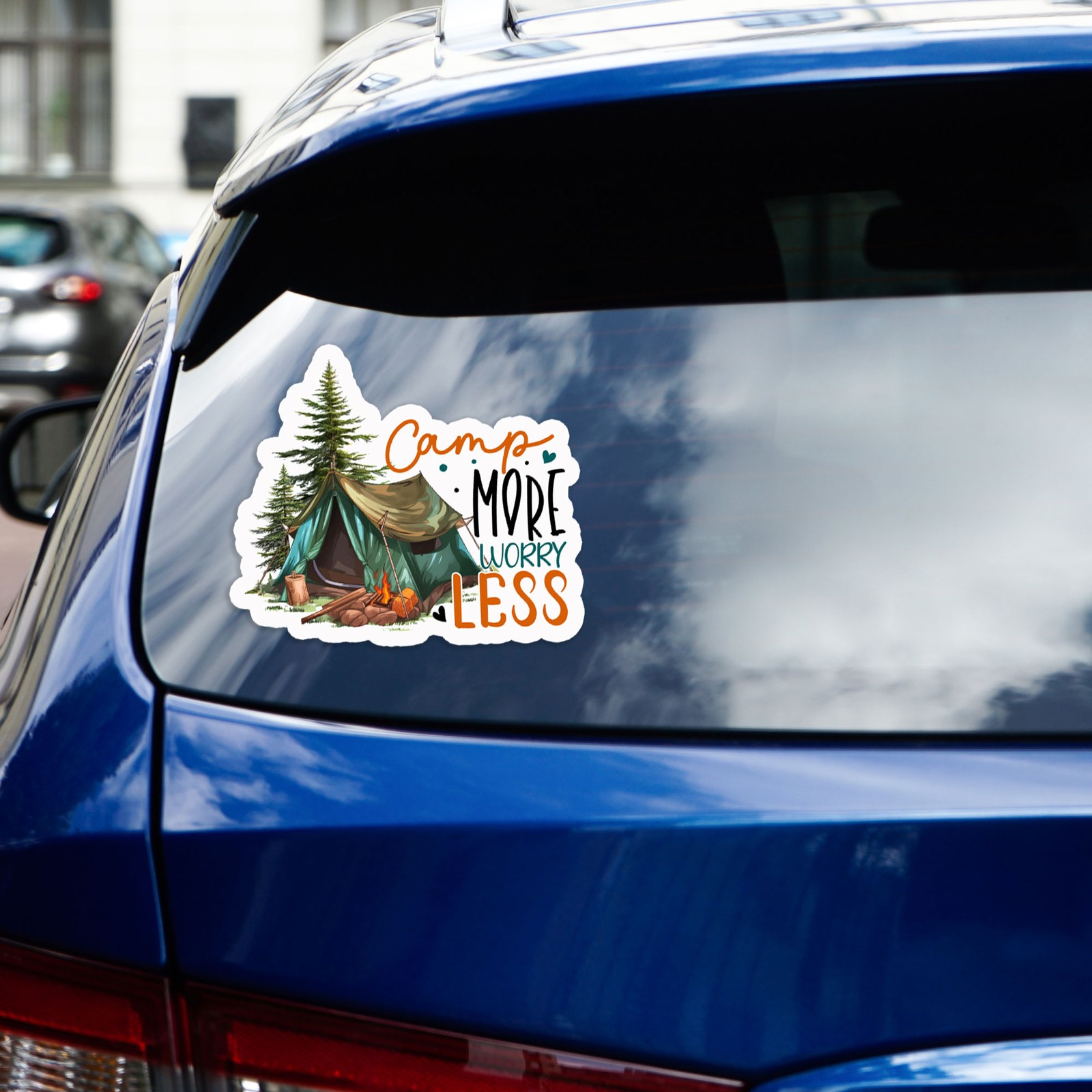 Camp More Worry Less – Vinyl Decal Sticker – Car Window Laptop – #977