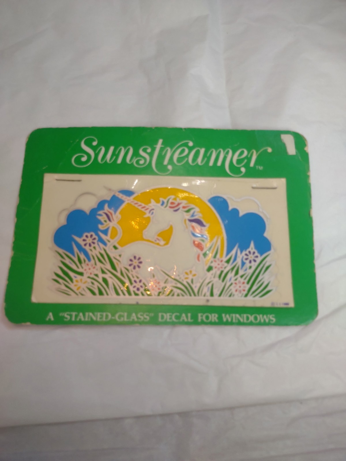 NEW Vintage Sunstreameer Stained Glass Effect Unicorn Window Decal Multicolor