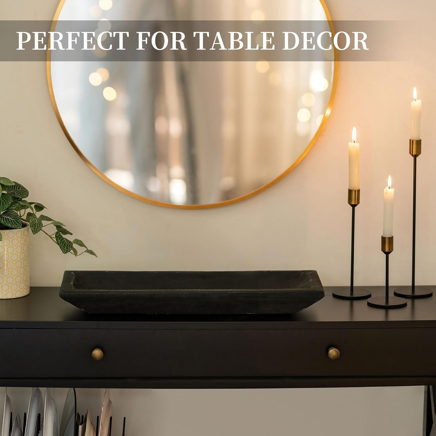 Decorative Wood Dough Bowl: Large Long Wooden Bowl for Entry Way Table…