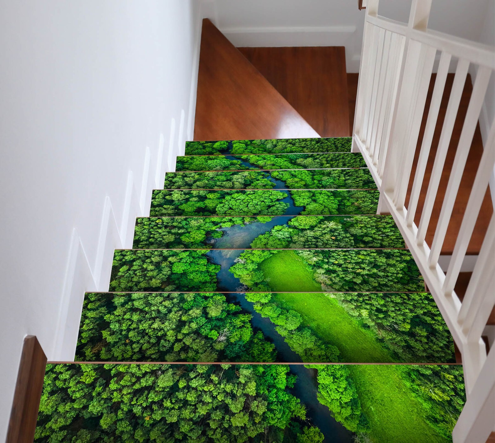 3D Green Forest W039 Stairs Risers Decoration Photo Mural Vinyl Wallpaper Vera