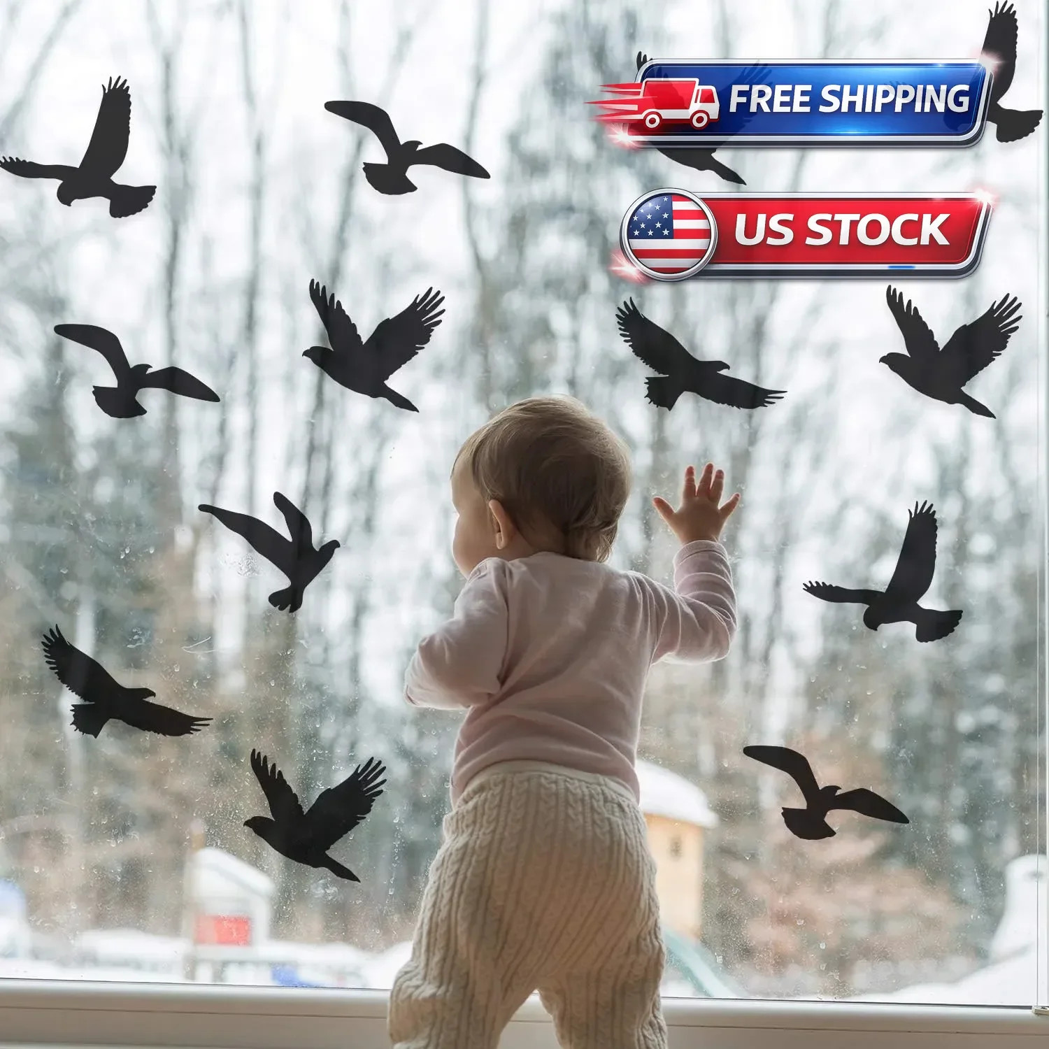 Window Decals for Bird Strikes,20 Pieces Large Leaf Shape anti Collision Window