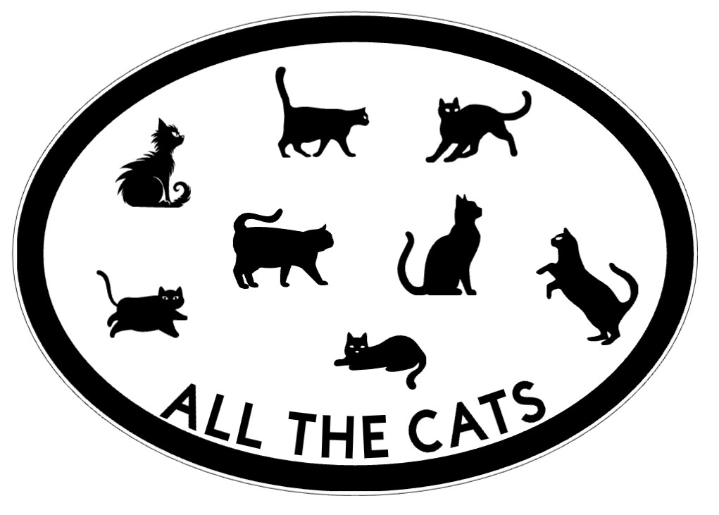 ALL THE CATS OVAL waterproof vinyl sticker decal