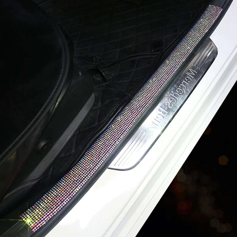 1pc Bling Rhinestone Car Sticker Decoration Auto Multi-function Threshold Protec