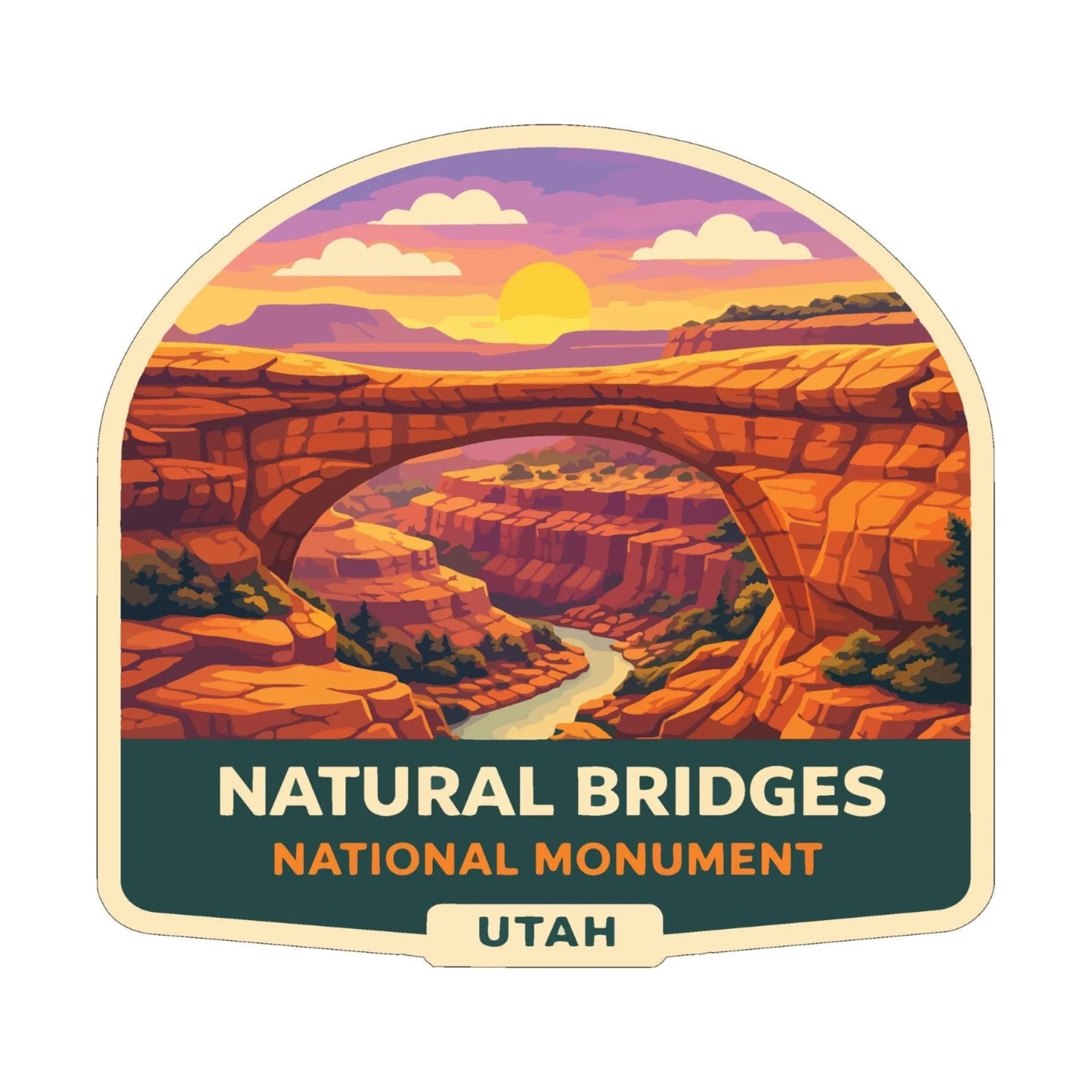 Natural Bridges Utah Sticker Decal Vinyl Die-Cut US National Monuments Series