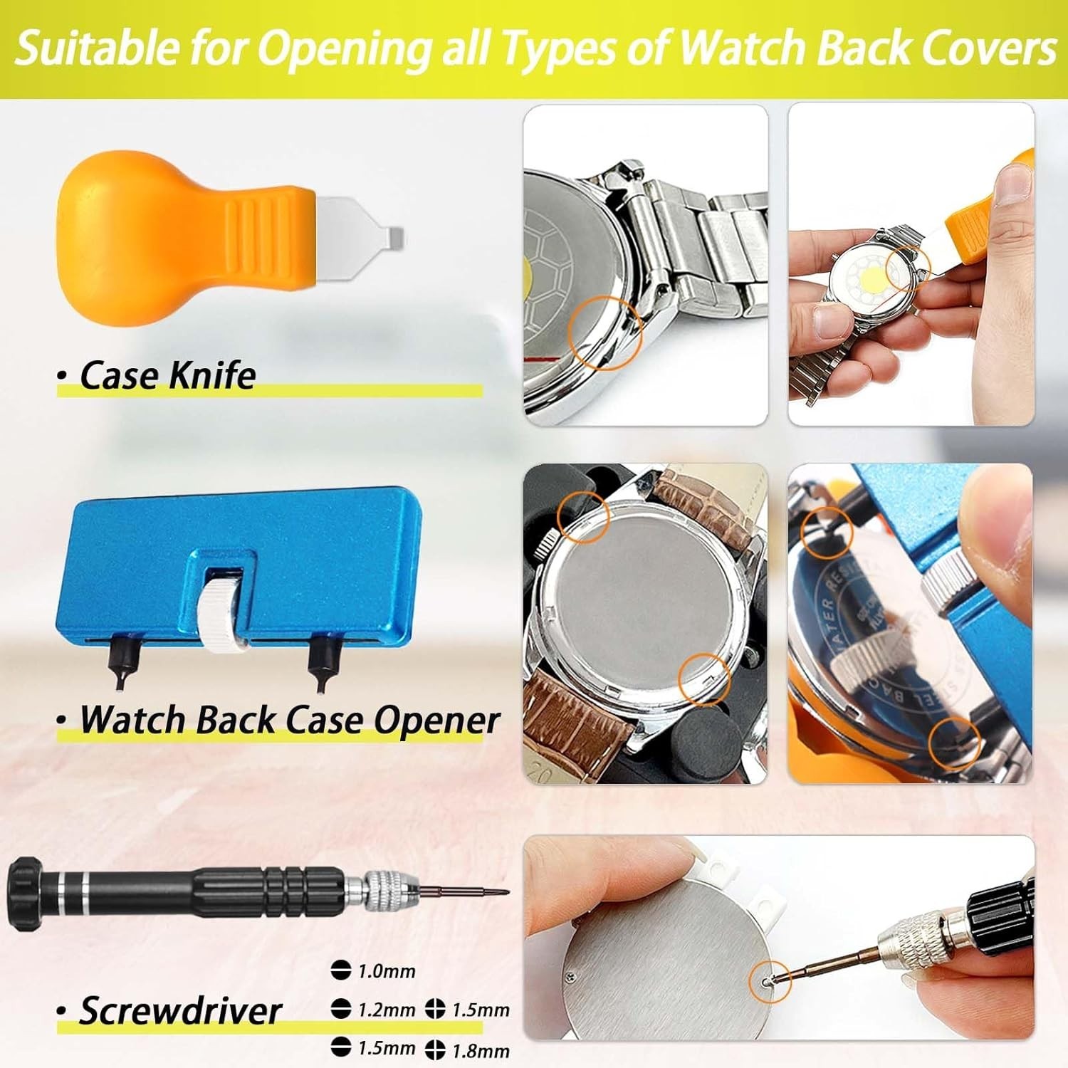 Watch Press Tool Set, Watch Case Opener, Watch Battery Replacement, Watch Band