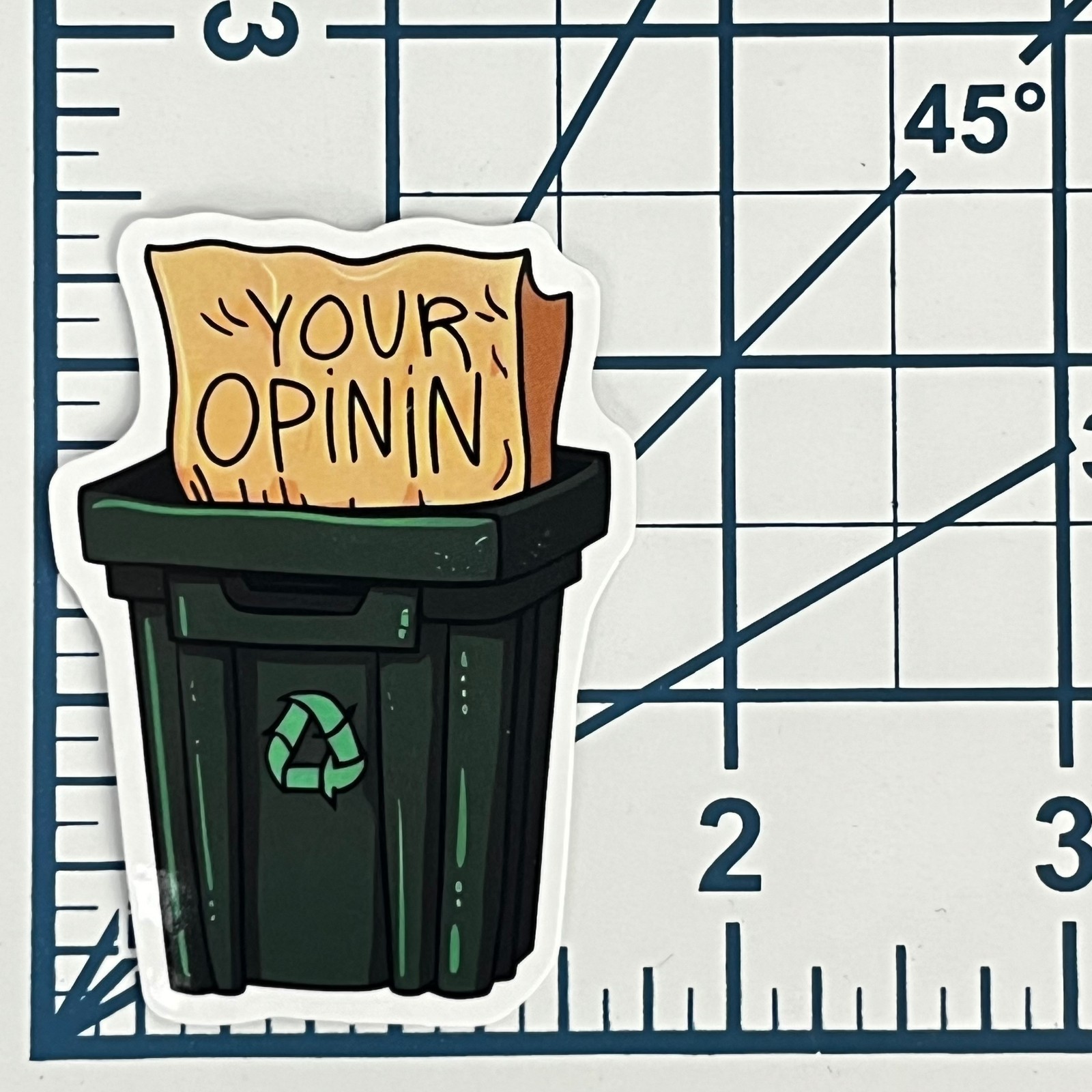 Your Opinion Trash Can Vinyl Sticker Funny Sarcastic Sassy Humor Attitude Gift