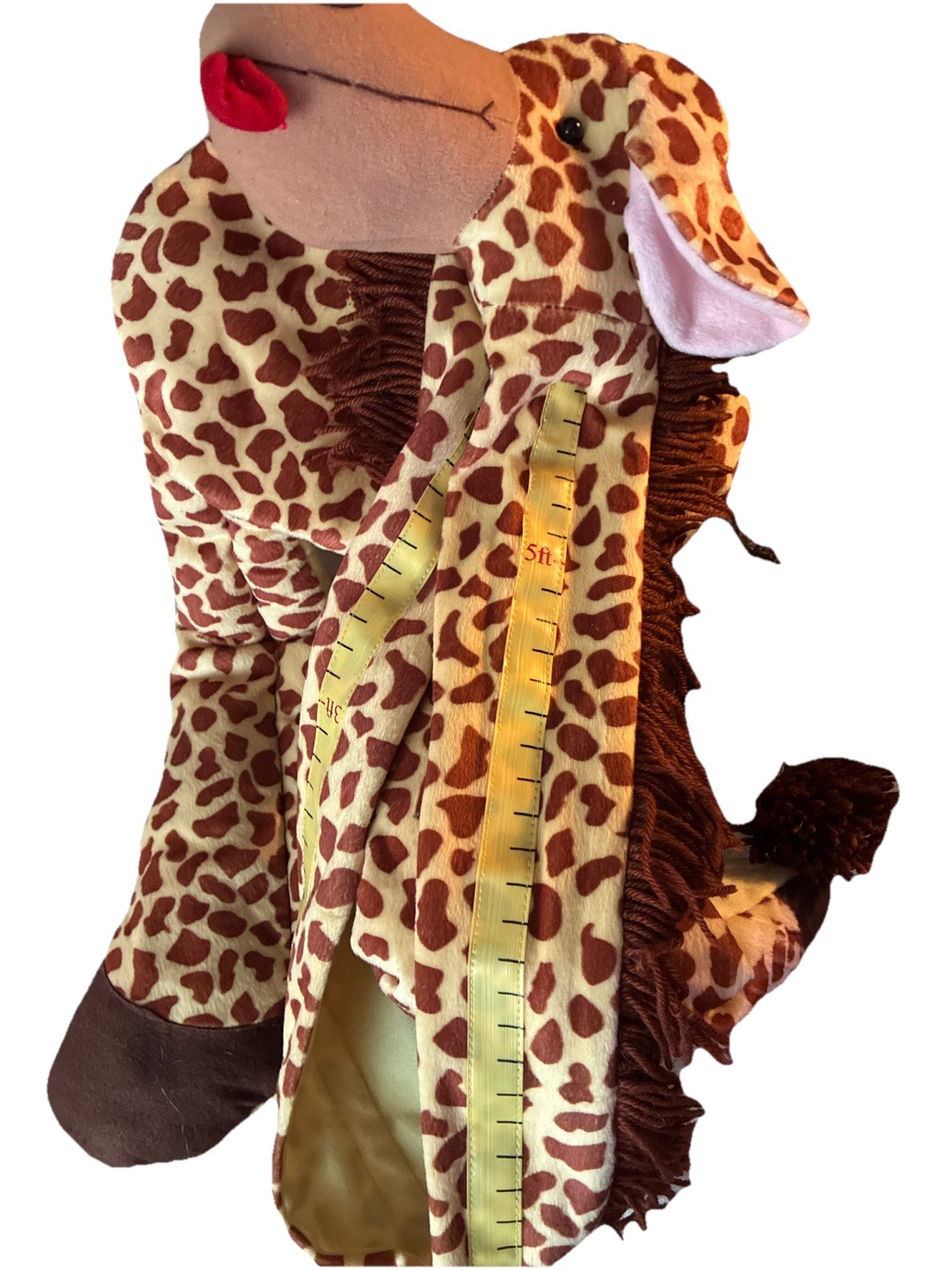 Giraffe Wall Hanging Growth Chart Fabric Moveable Leaves for Photos Kids Baby