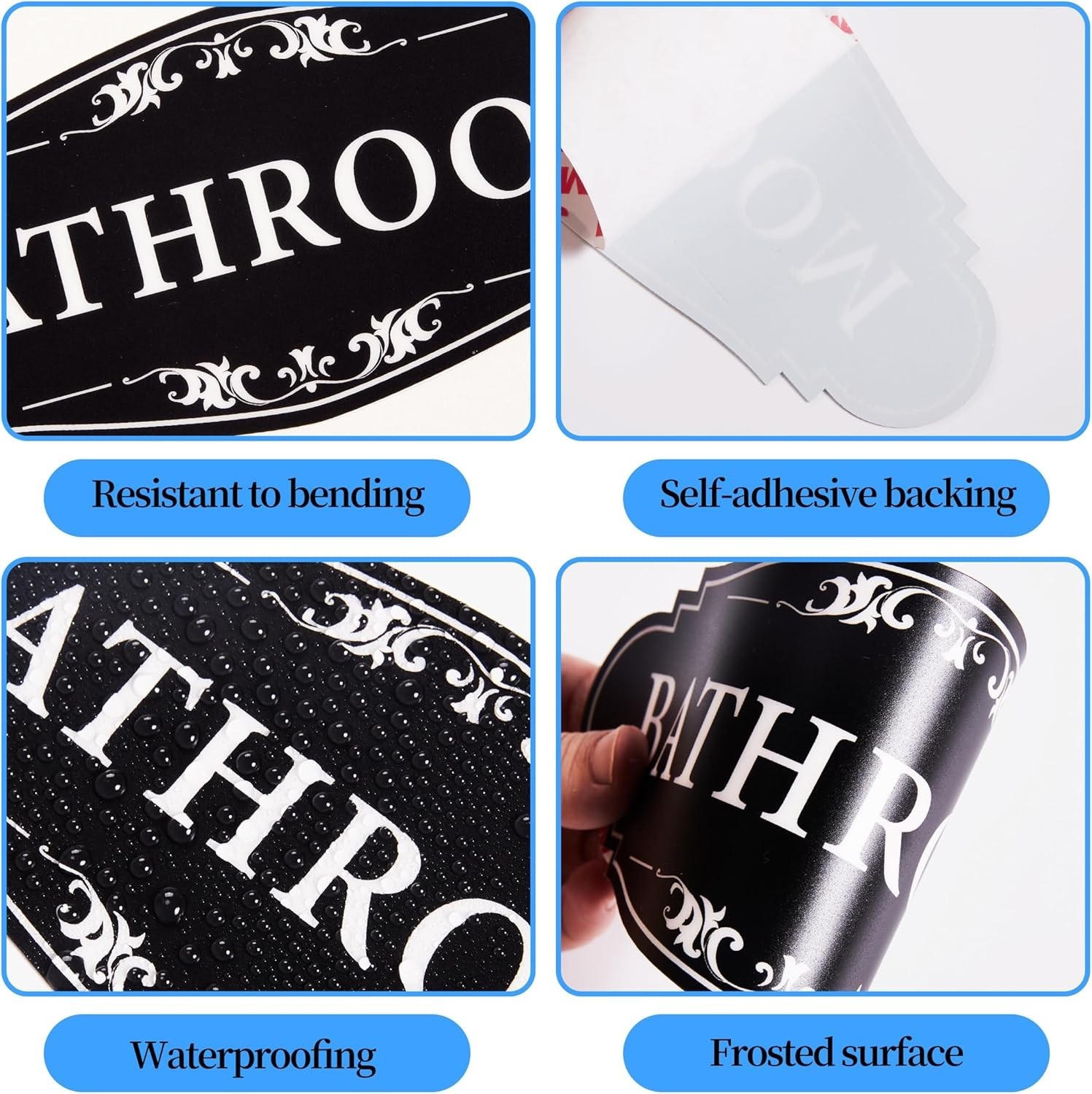 Bathroom Sign Sticker for Business and Home，Self-adhesive Cute Bathroom Decor…