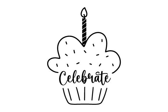 Celebrating Cupcake Happy Birthday Candle Cake Vinyl Mirror Decal Décor Sticker