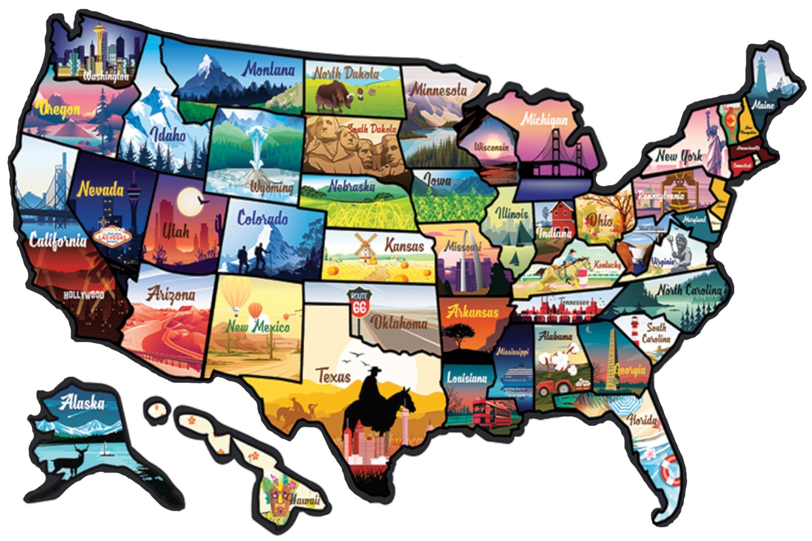 RV State Sticker Travel Map – 17 X 11 Inch Large USA Decal with 50 Waterproof US