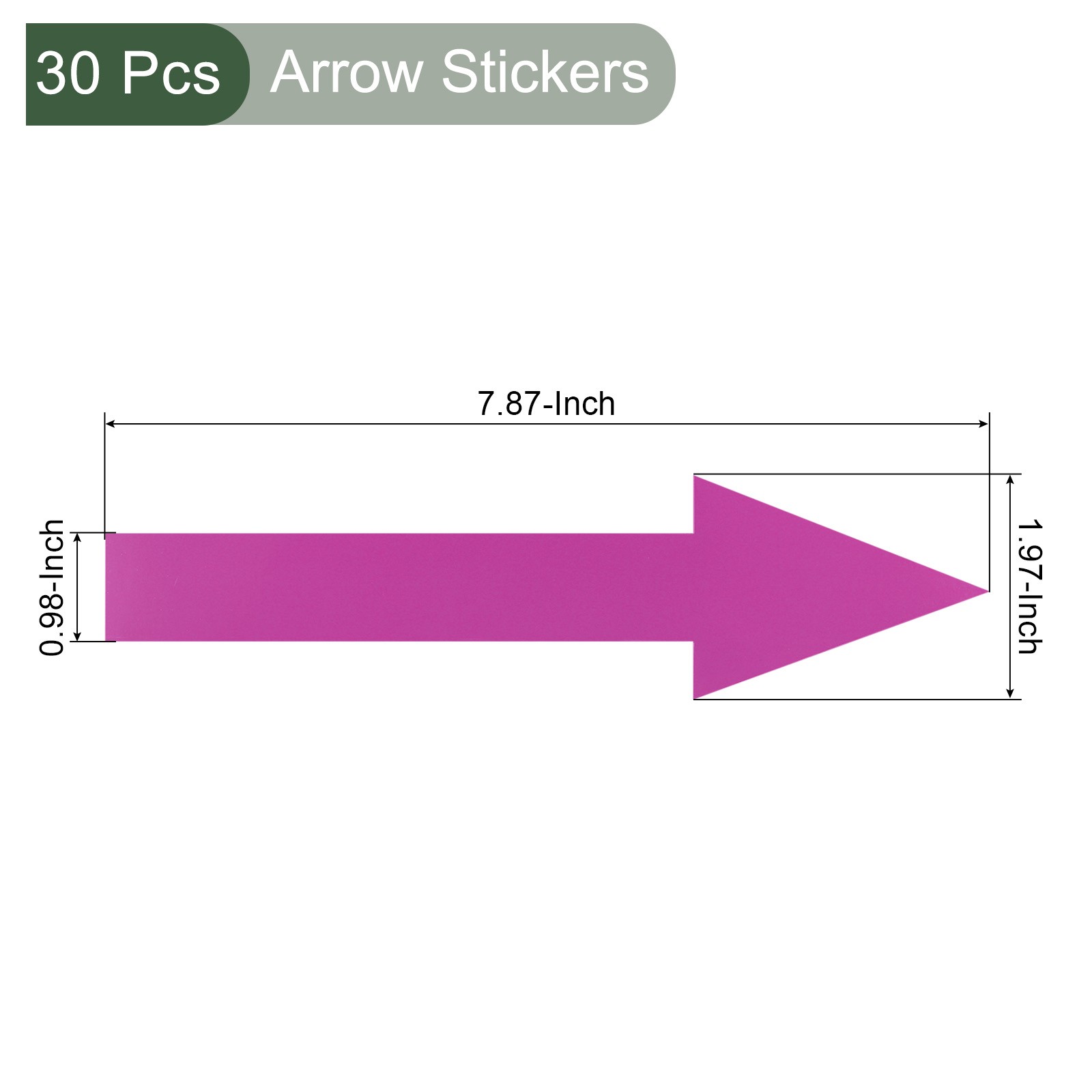 30Pcs Arrow Sticker,20×2.5cm PVC Removable Self Adhesive Waterproof Signs,Pink