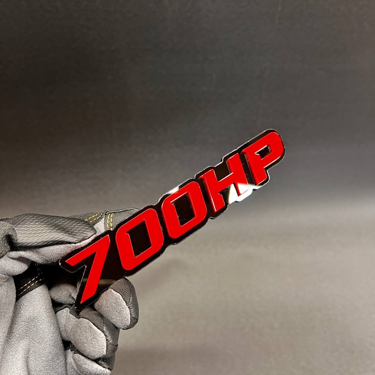 1X 700 HP Custom 3D Car Emblem Multicolor Acrylic Car Badge Decal BLACK – RED