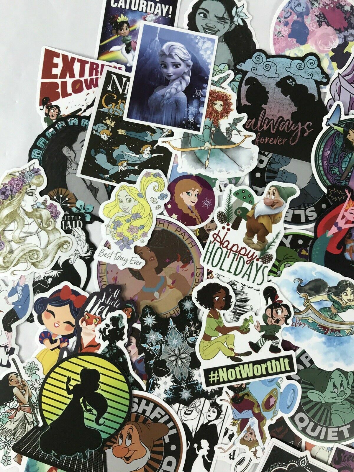 100 Piece Disney Princess Decal Fun Water Bottle Laptop Wall Sticker Pack