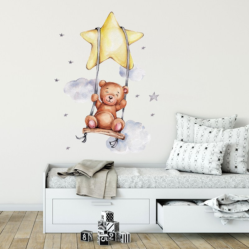 Wall sticker wall sticker bedroom children newborn BEAR ON THE STAR