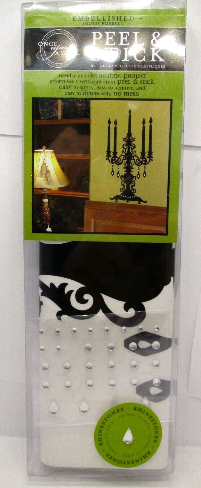 'Once Apon A Candelabra' Wall Peel & Stick 23.62" X 12.6"Decorative Rhinestones