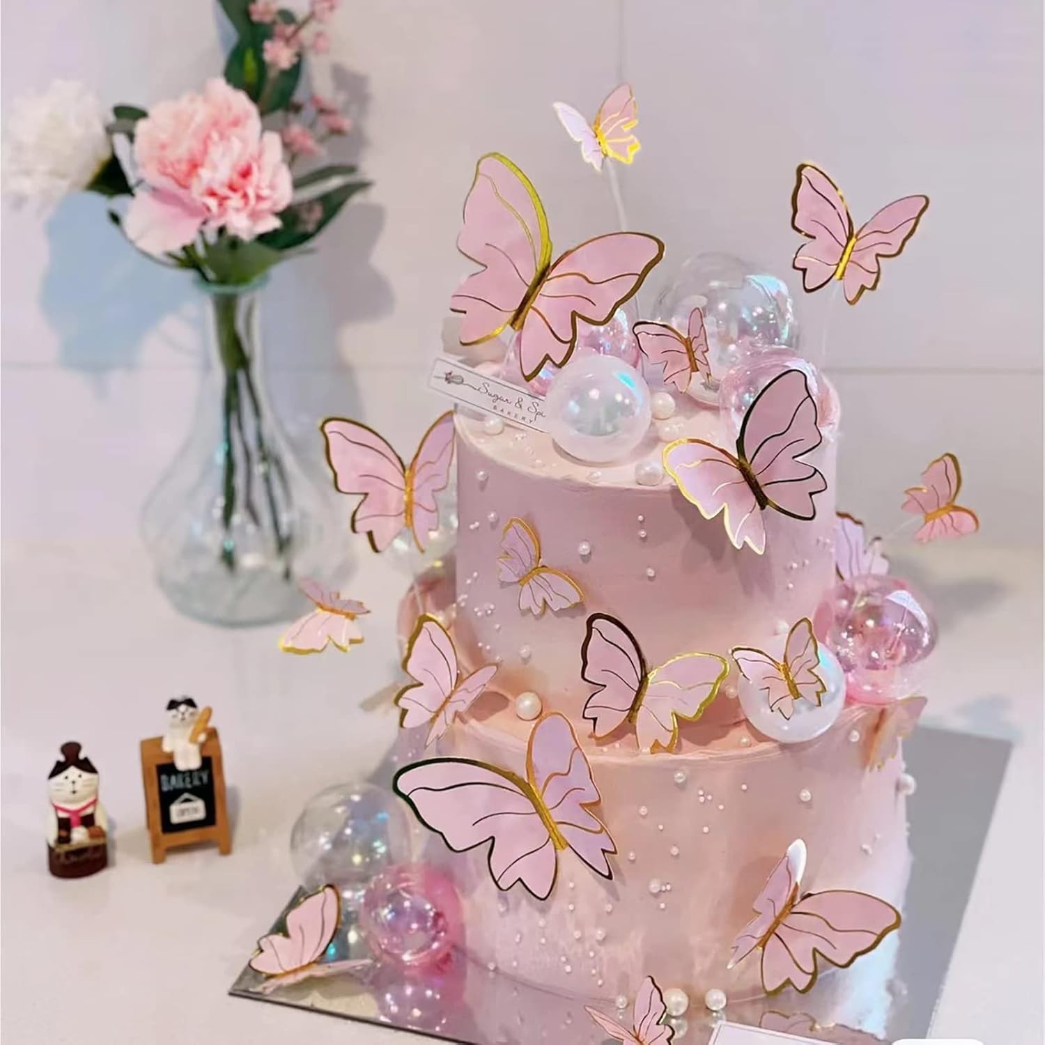 Elegant 11-Piece Gold Butterfly Cake Decor Set for Magical Girls' Celebrations