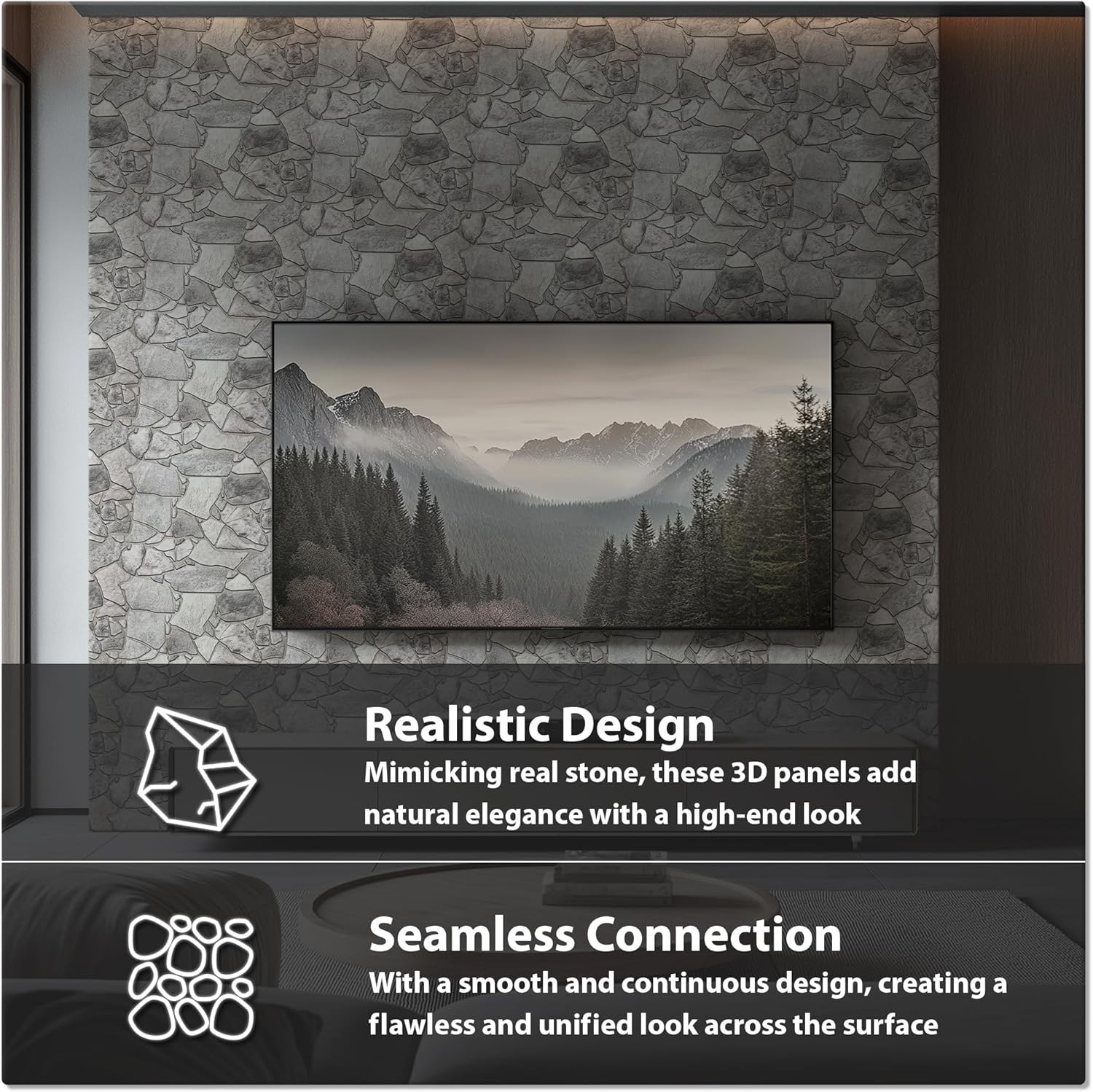 CONCORD WALLCOVERINGS ™ Retro-Art 3D Faux Stone Wall Panels, Pack of 10, B
