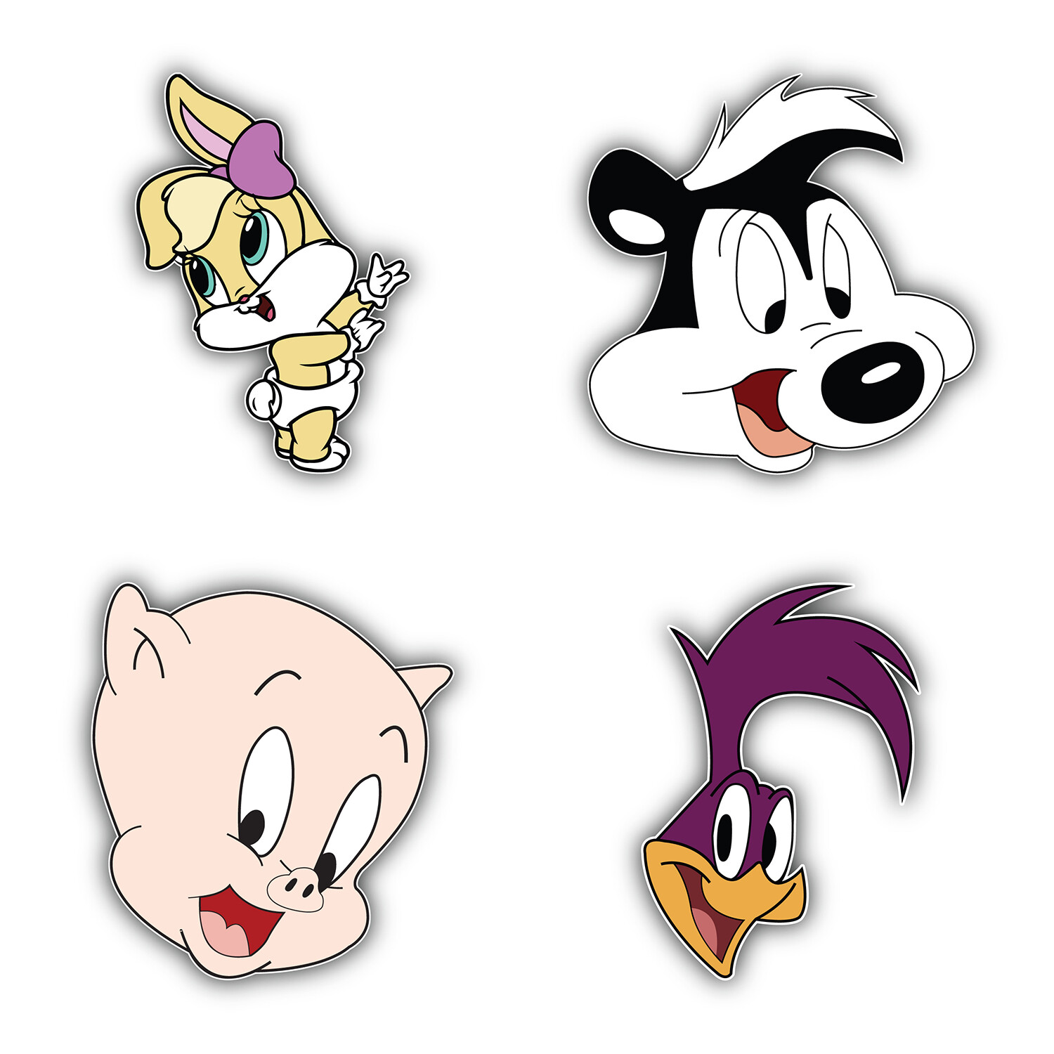 Looney Tunes Cartoon Set Of 4 Vinyl Sticker Decal – 5" longer side ID:2