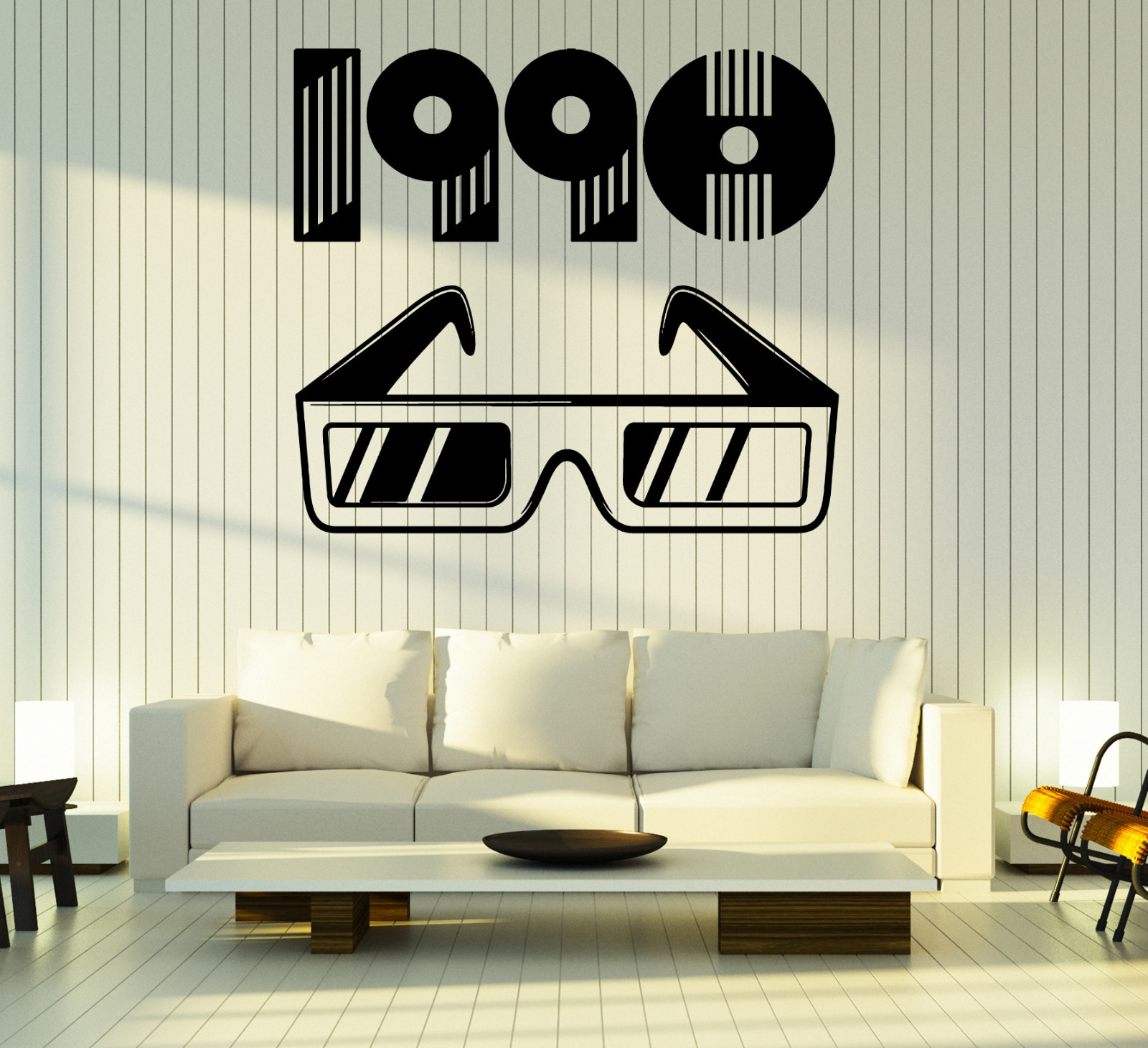 Wall Vinyl Decal 1990 Retro Style Stereo Glasses Watch Home Interior Decor z4833