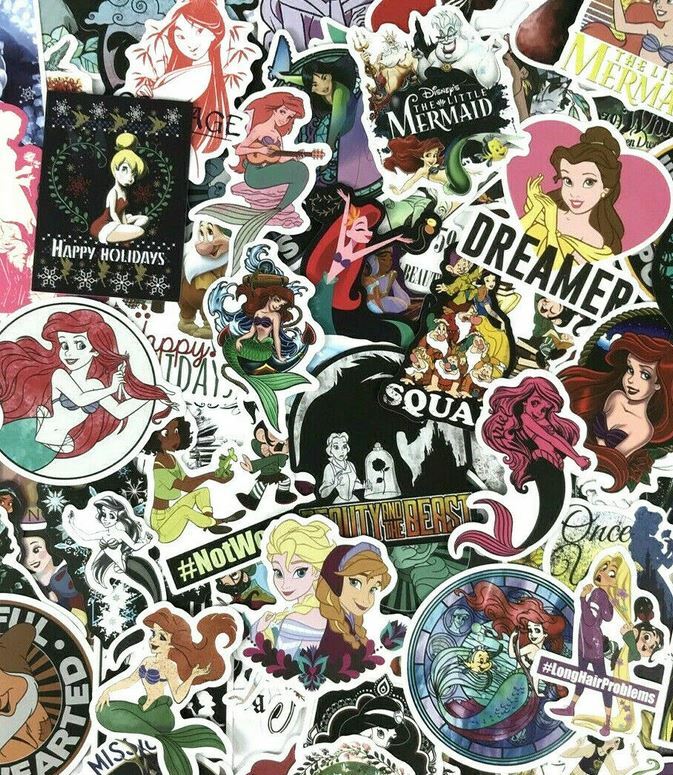 100 Piece Disney Princess Decal Fun Water Bottle Laptop Wall Sticker Pack