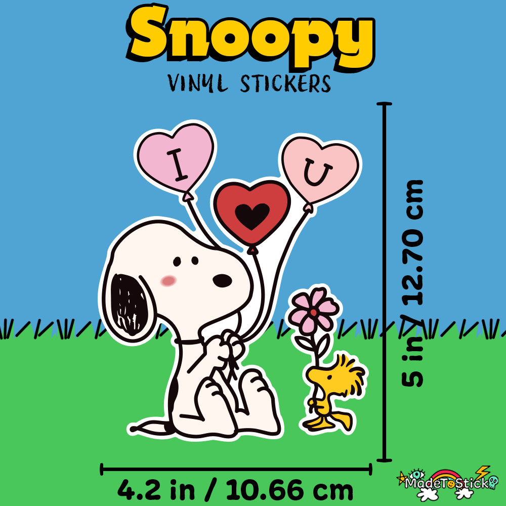 Peanuts Snoopy and Woodstock Sticker – Aesthetic Vinyl 4.2" W x 5" H