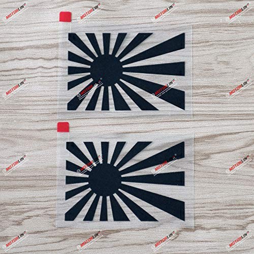 2X Black 4" Japanese Rising Sun Variant Flag of Japan Naval Car Vinyl 4 Inches