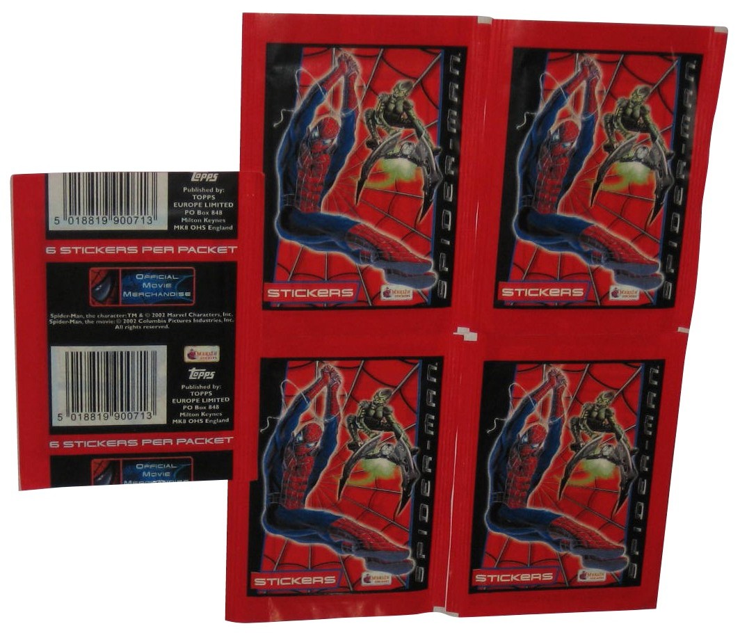 Marvel Spider-Man Movie (2002) Topps Merlin Sticker Pack Lot – (5 Packs)