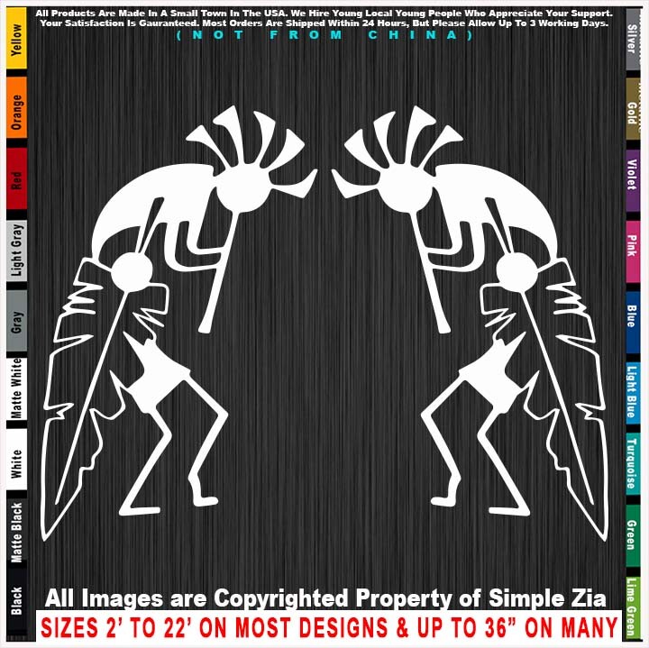 – Kokopelli 2 Kokopellis with Feather Navajo Pueblo Hopi Zuni Sticker Decal