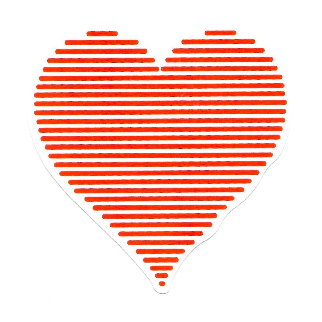 Red Striped Heart Vinyl Sticker Minimalist Line Art Modern Valentine Love Decal