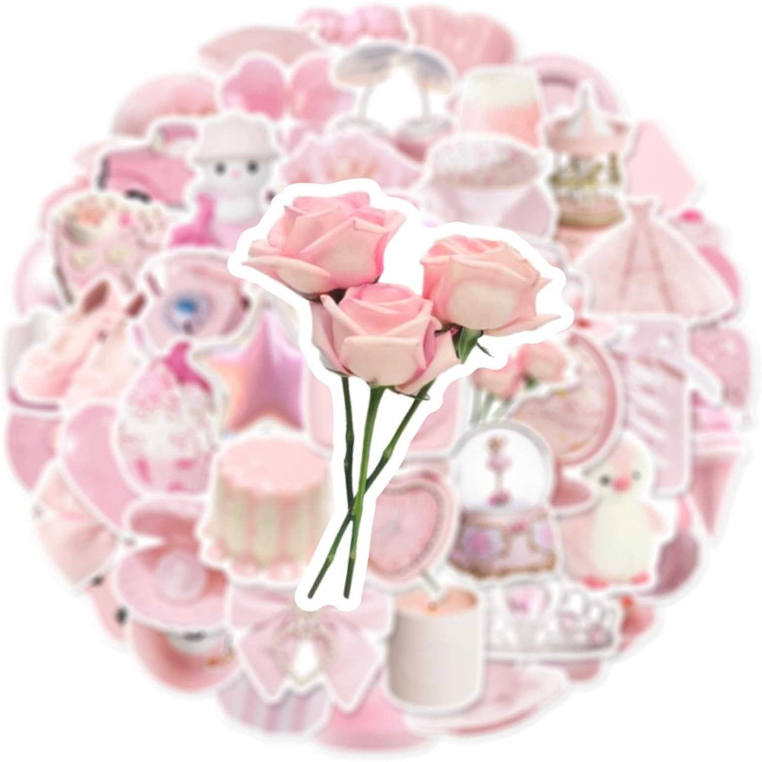 Stickers Aesthetic Waterproof Laptop Decals for Water Bottle Pink