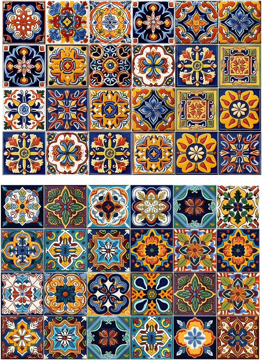 48Pcs Tile Sticker Peel & Stick Kitchen Wall Decals Stick on Tile Adhesive
