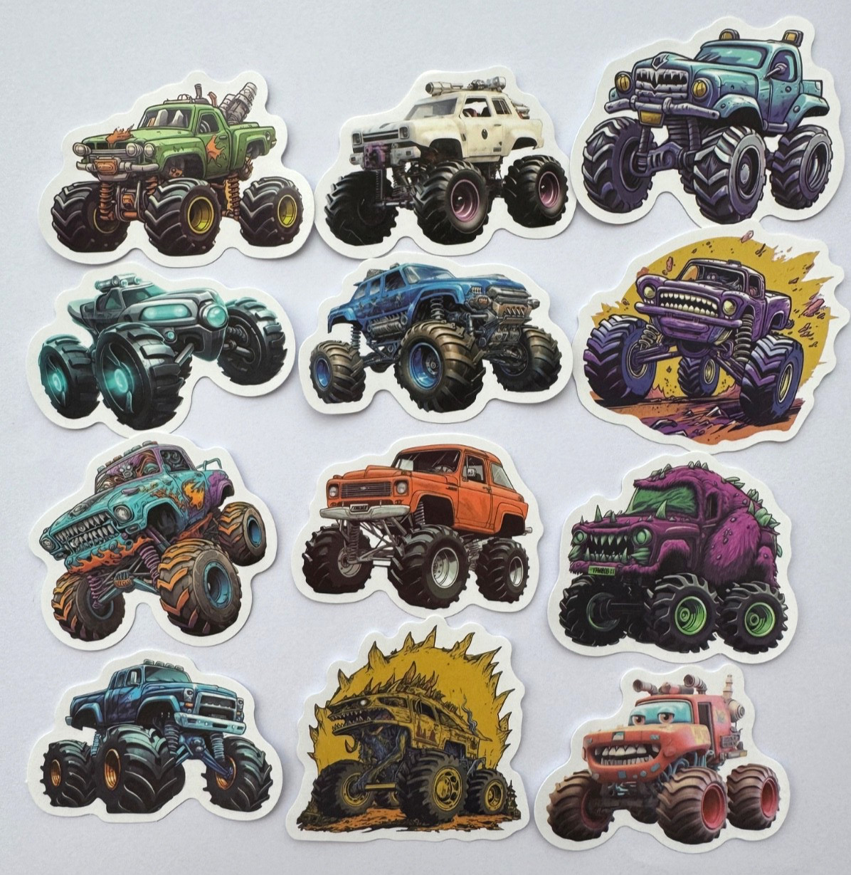 Monster Truck Stickers Off-Road Big Wheel Trucks 7 pcs Random Mix