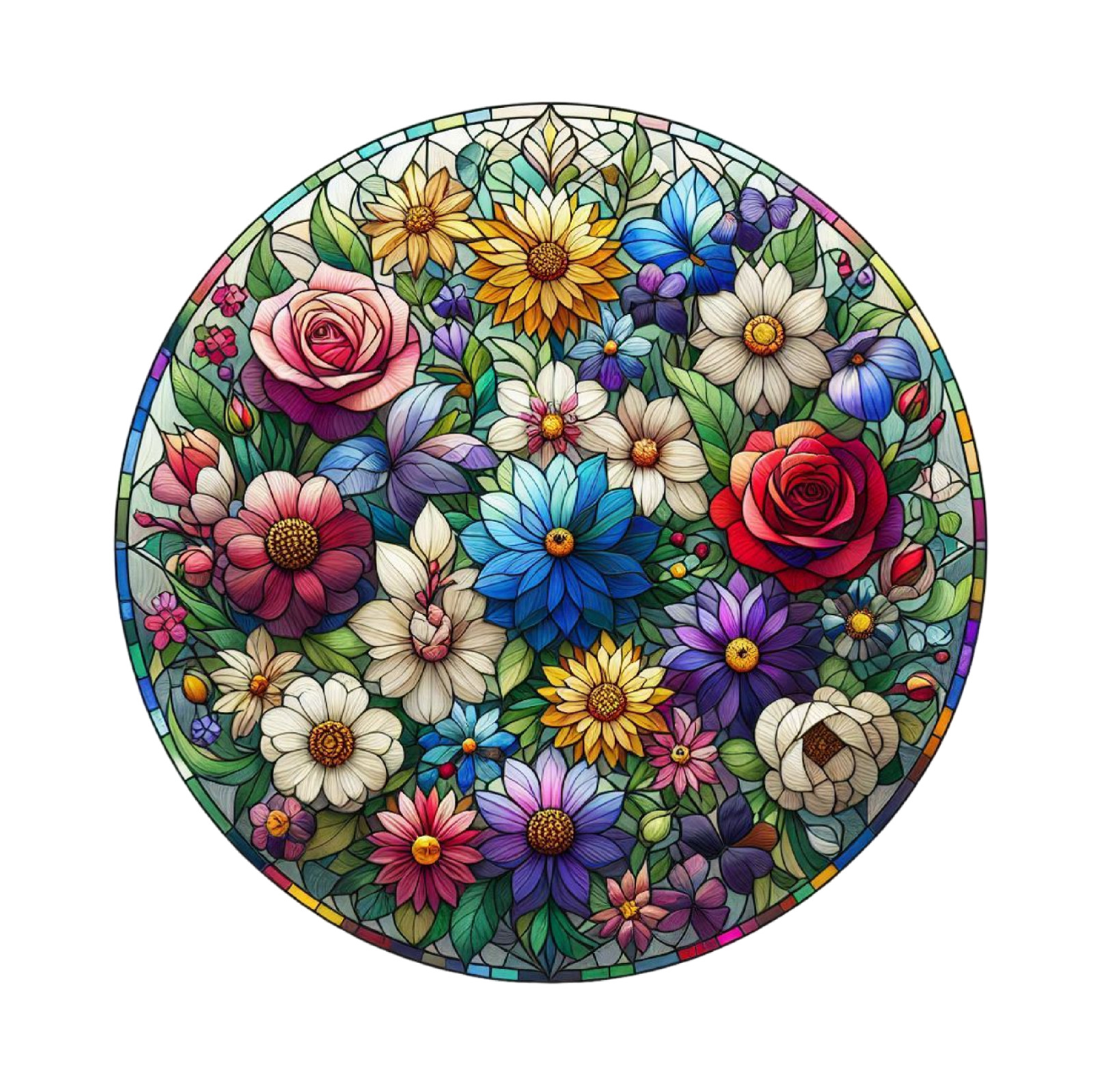 Wall decal sticker flowers stained glass wall sticker 18 x 18 cm large