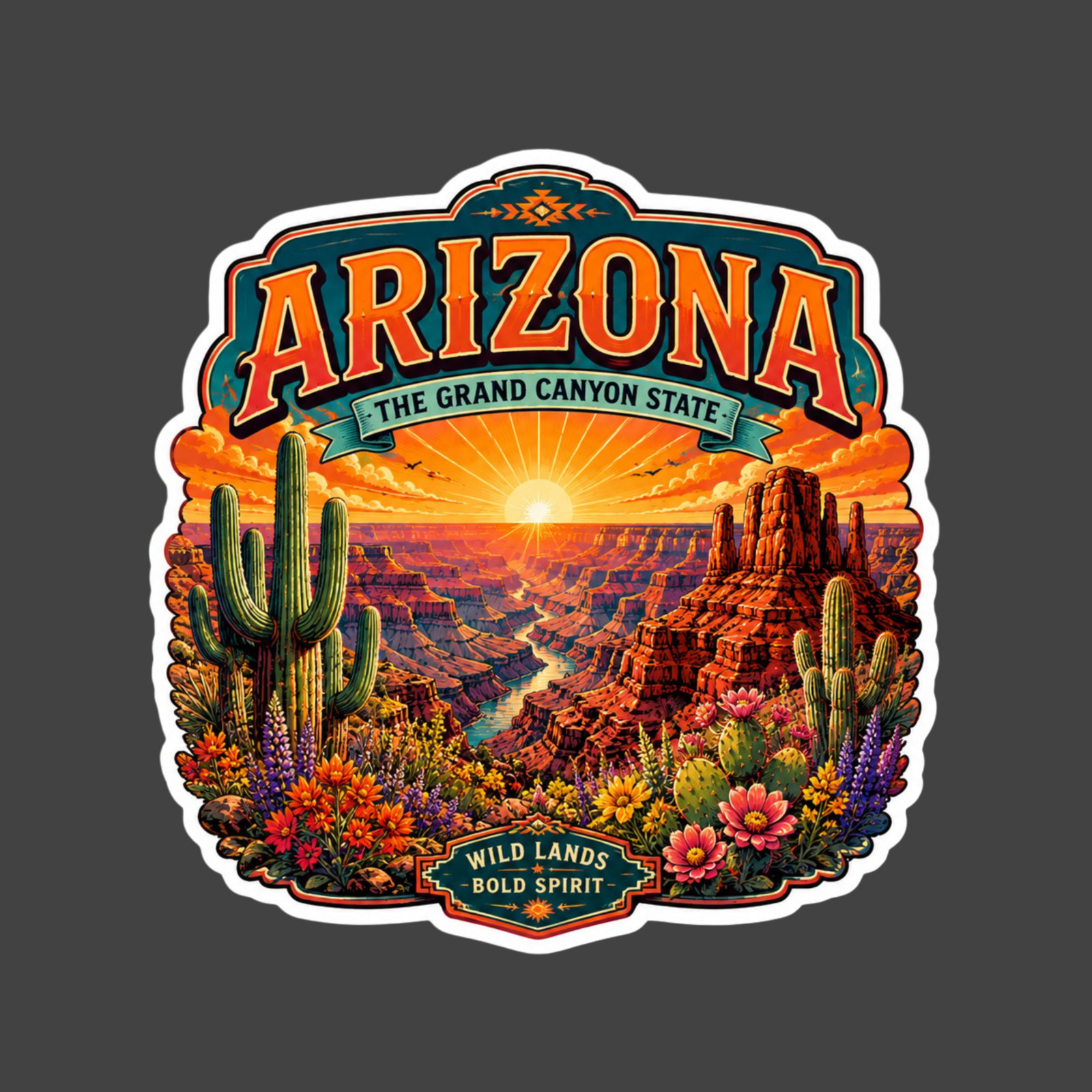 Arizona Sticker Vinyl Decal Grand Canyon Desert Cactus Southwest Travel Souvenir