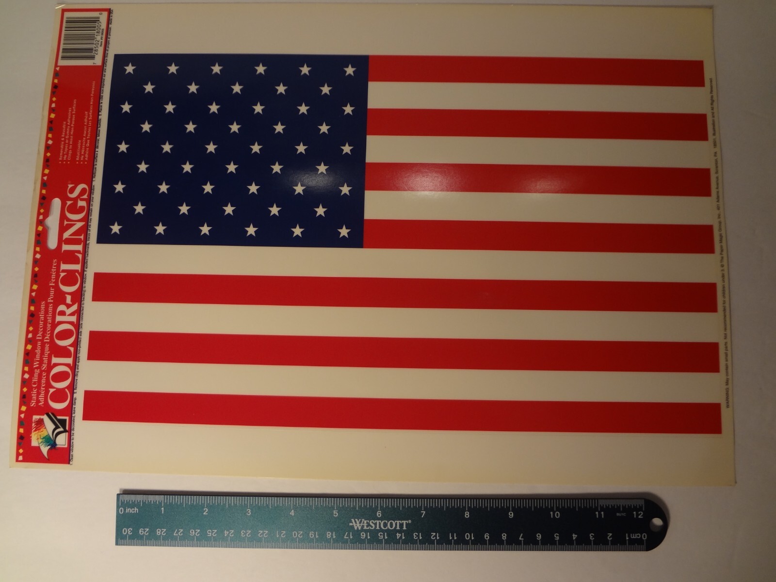 Color Clings Static Cling Car Window Decorations/Stickers USA American Flag