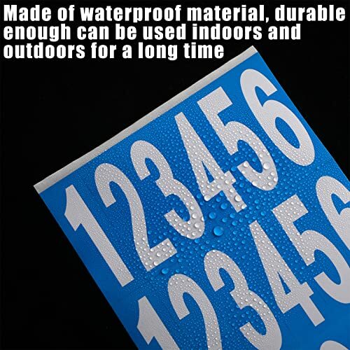 240 Pieces 10 Sheets Numbers Stickers Mailbox Numbers Self 3 Inch White on Blue