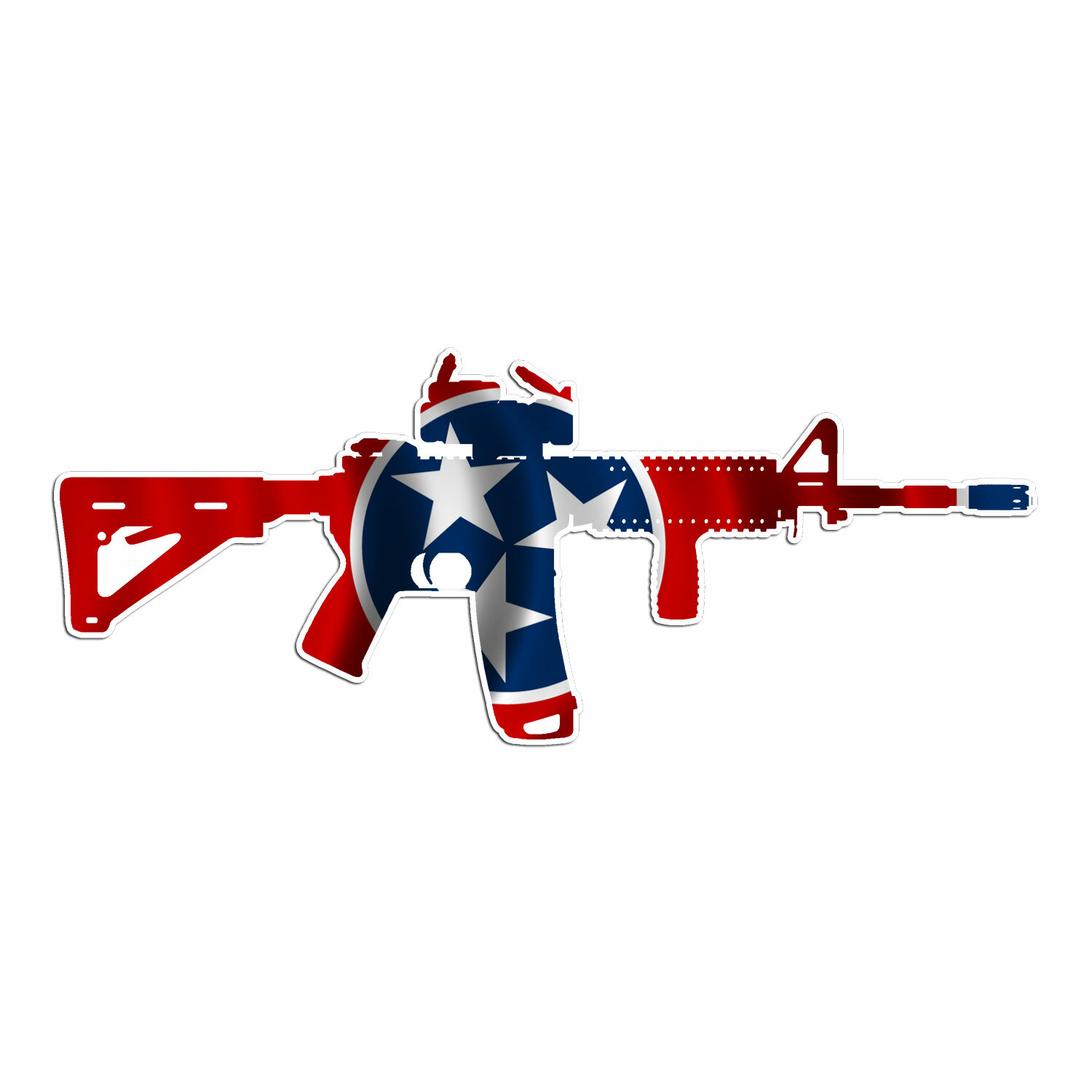 AR 15 Rifle Gun Firearm With Scope- Tennessee Flag – Vinyl Decal Sticker