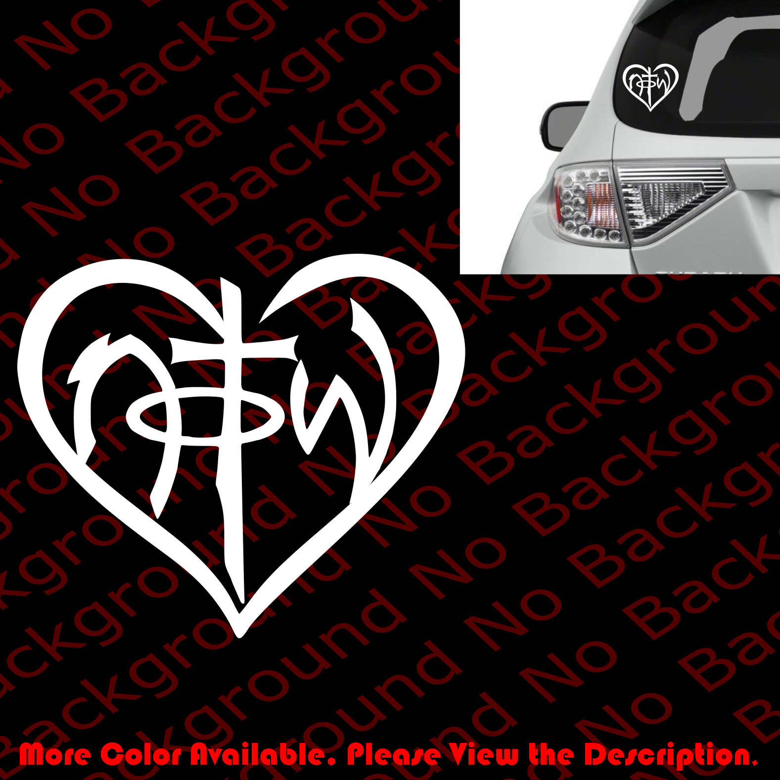 NOTW HEART Vinyl Die Cut Decal Christian Car Window God Sticker Jesus Love JS015