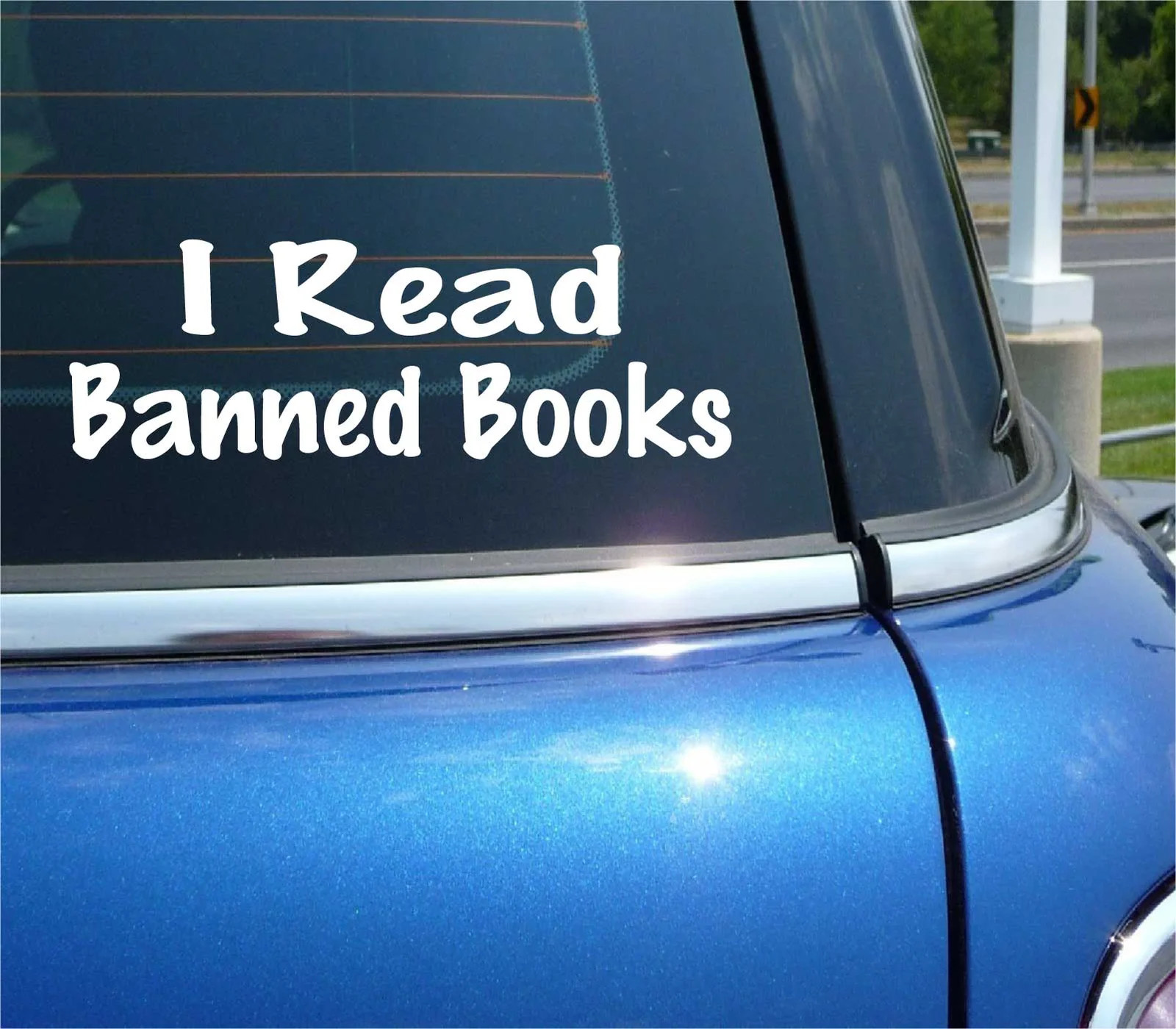 I READ BANNED BOOKS DECAL STICKER BURNING CENSORSHIP CENSOR GOVERNMENT CAR TRUCK