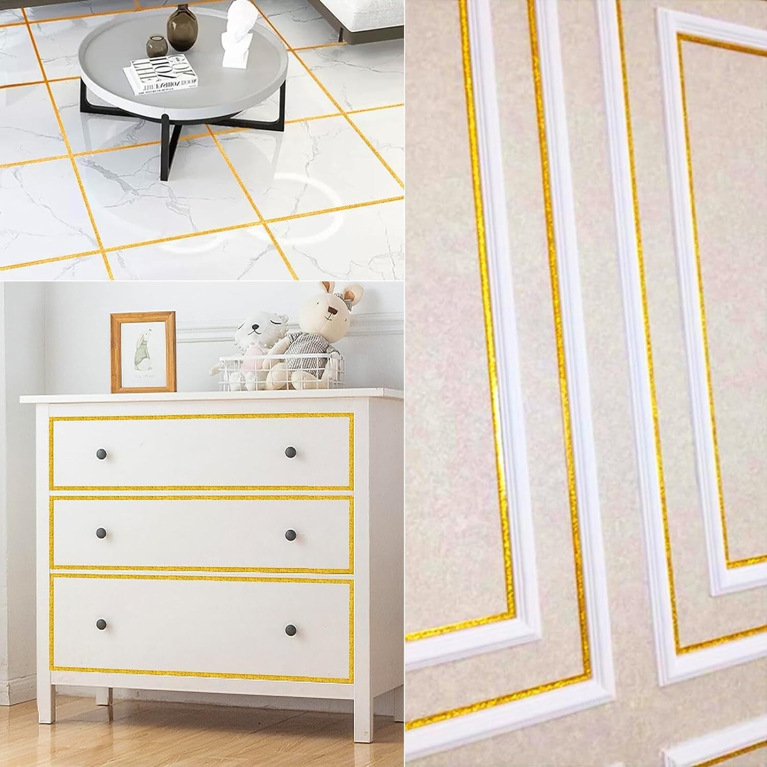 0.3"x19ft Ceramic Tile Gap Tape Self-adhesive Floor Wall Stickers Mildewproof