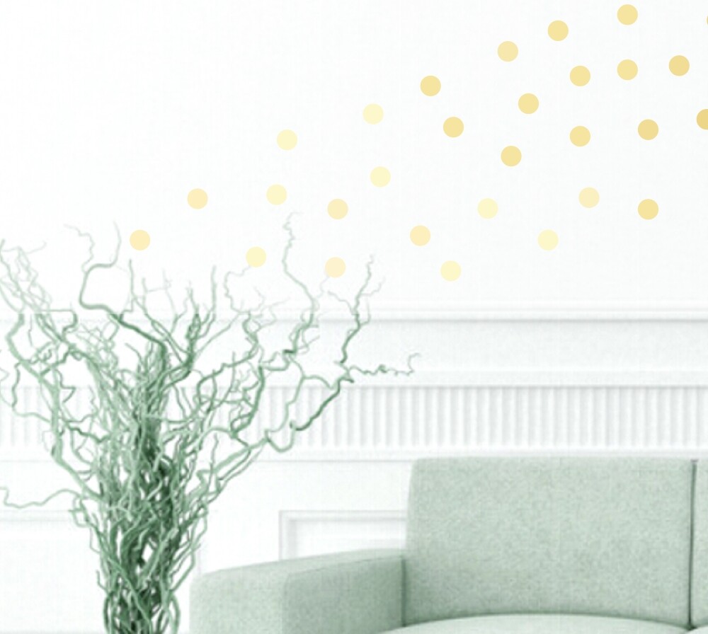 BERRYZILLA 1 inch Gold DOTS Metallic Gold Vinyl Polka Removable Decal (210 Dots)