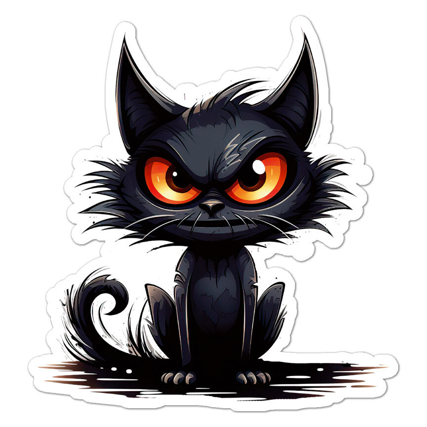 Angry Black Cat, Vinyl Decal Sticker, Indoor Outdoor, 3 Sizes, #11006