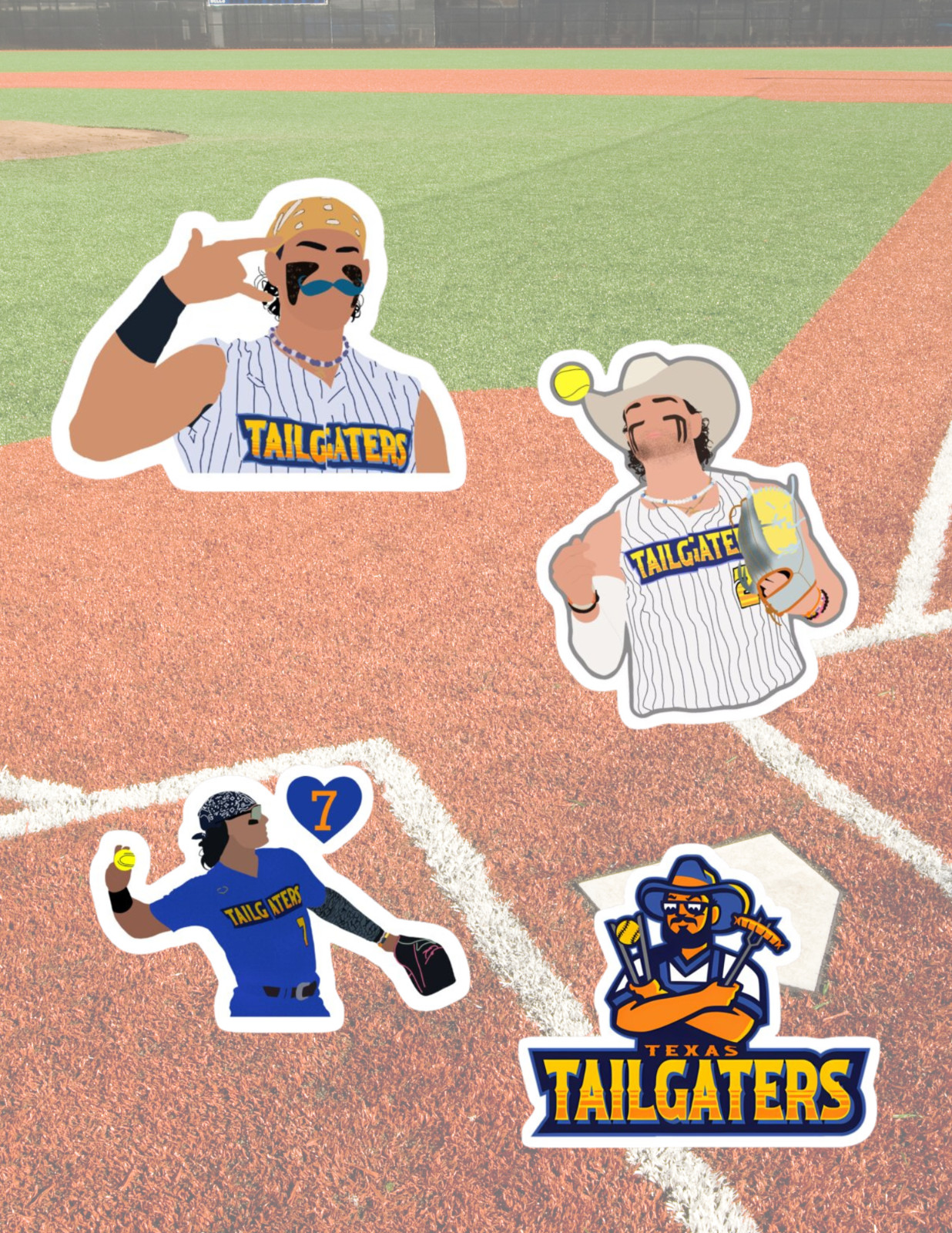 Texas Tailgaters Banana Ball 4pc Sticker Pack