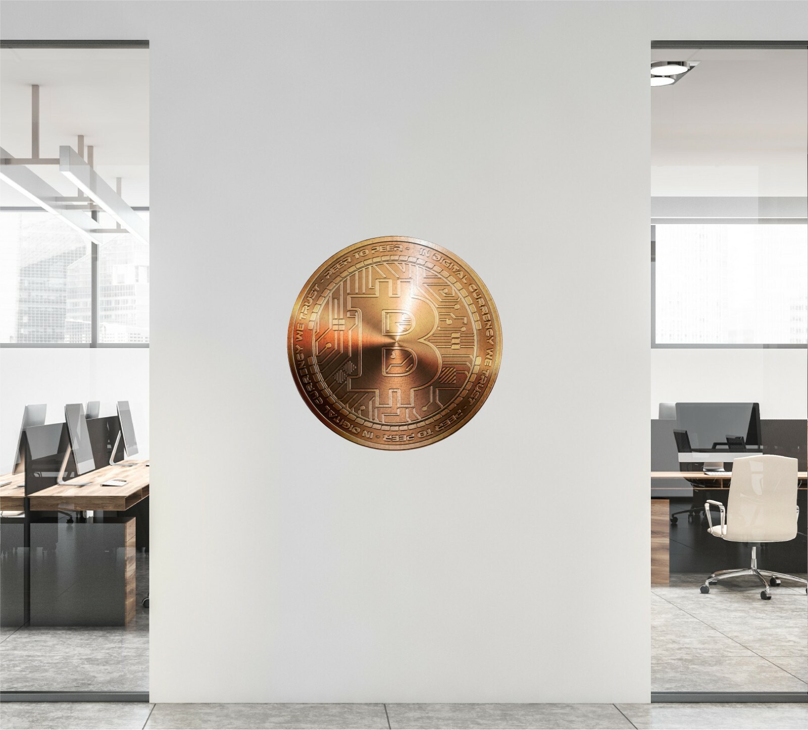 Bronze BITCOIN Cryptocurrency Logo Wall Decal Removable Vinyl Wall Sticker