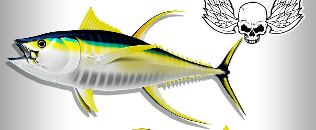 Yellowfin Tuna Decals Fish Stickers Set of 2 Vinyl Stickers #116